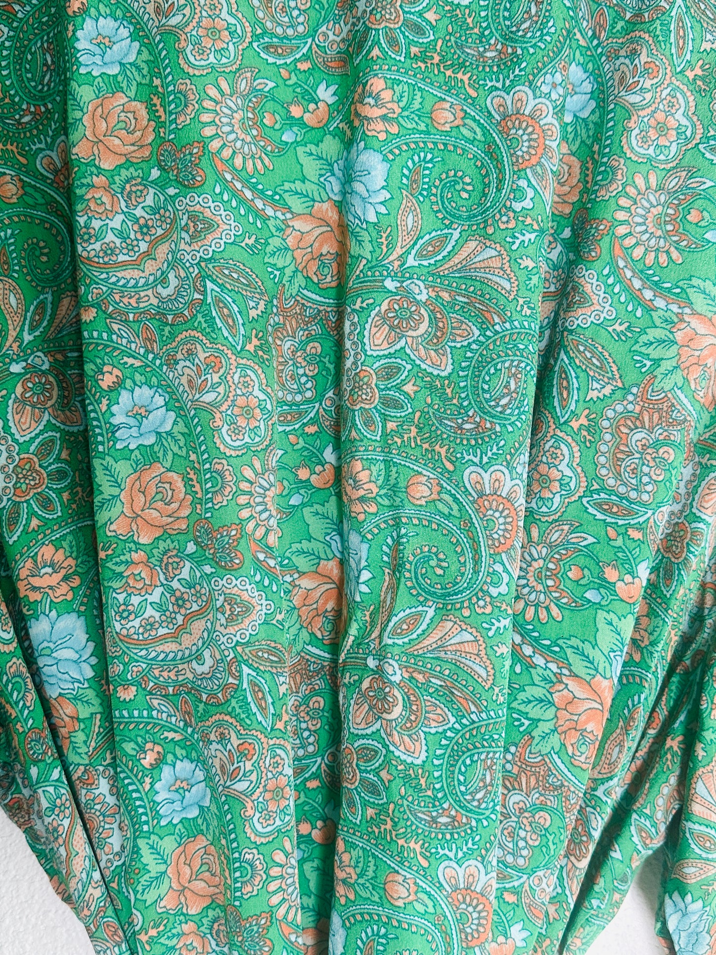 Silk Kimono Robe | Emerald Green Floral