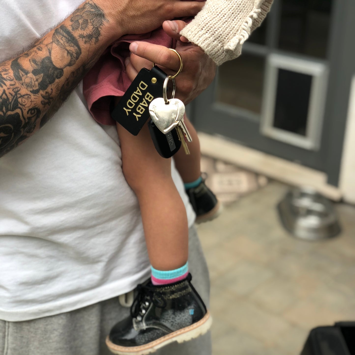 Baby daddy leather keychain