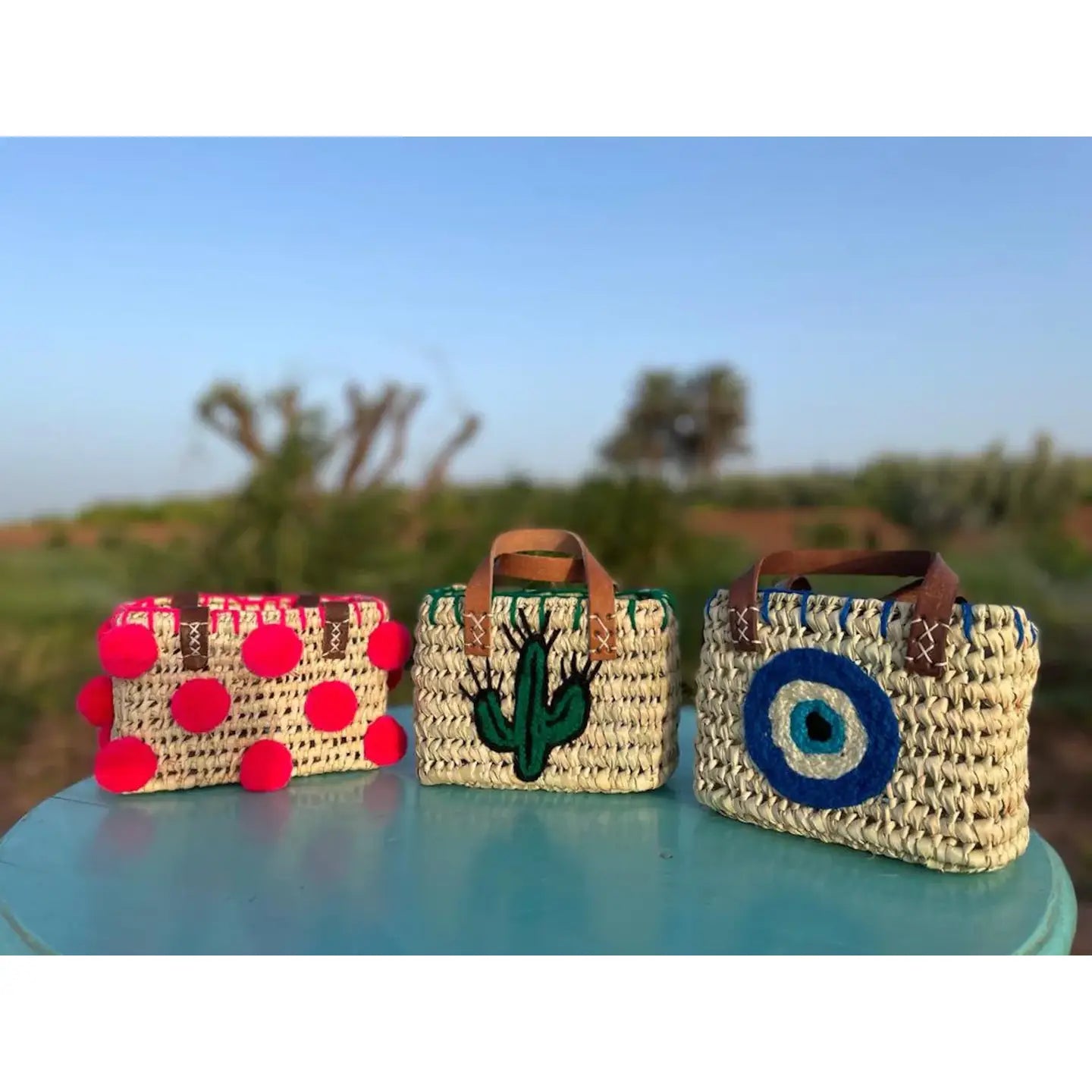 Moroccan Woven Straw Gift Basket