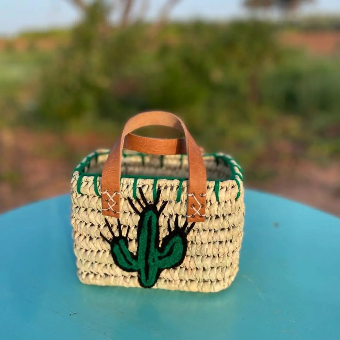 Moroccan Woven Straw Gift Basket