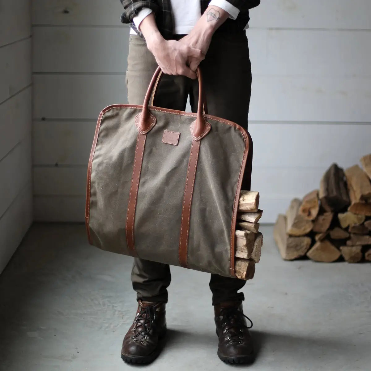 Waxed Canvas Log Carrier