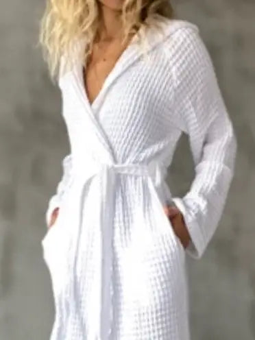 Waffle Hooded Robe