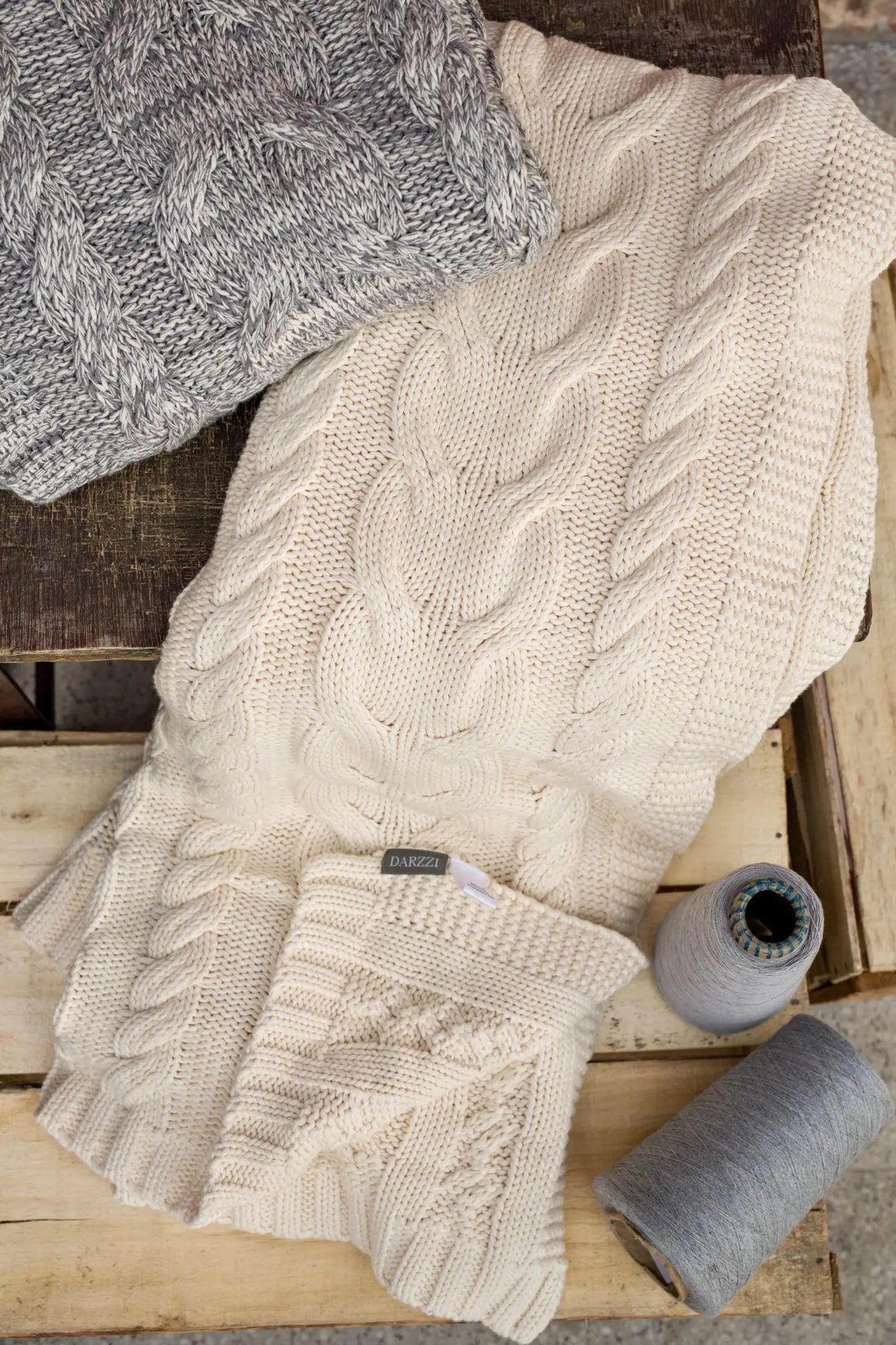 Chunky Knitted Sustainable Cotton Throw Blanket
