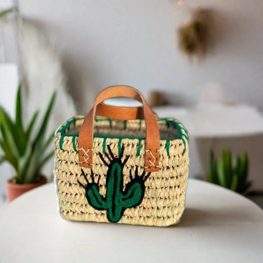 Moroccan Woven Straw Basket (cactus)