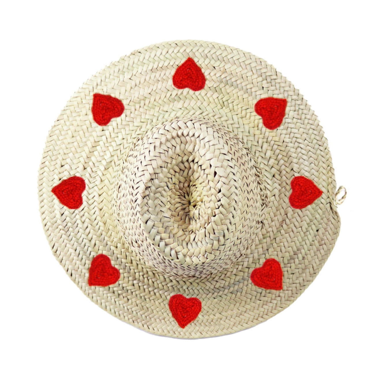 Moroccan Handmade Beach Hat with Hearts